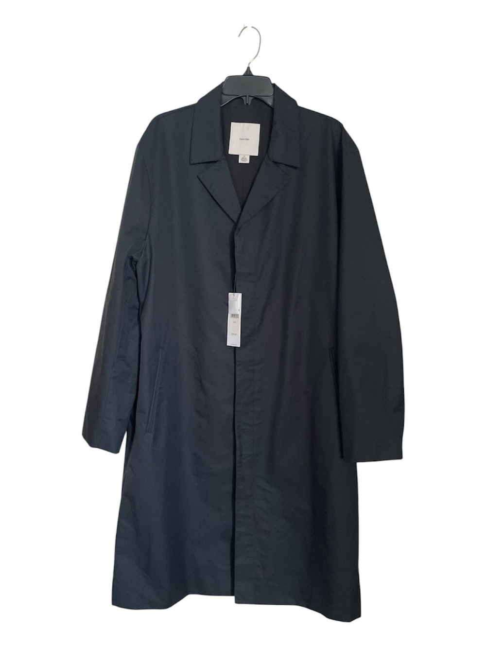 Calvin Klein Black Single-Breasted Trench Coat sz L